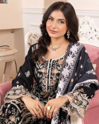 Embroidered Suit with Geometric Front - Thumbnail 3