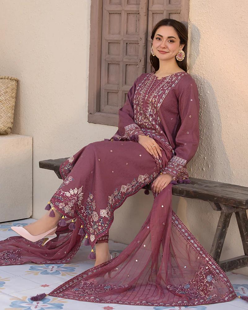 Festive Cotton Jacquard Suit - Image 6