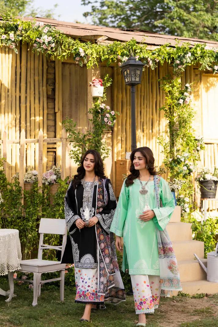 Embroidered Shirt & Printed Chiffon Dupatta - Image 1