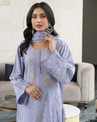 Embroidered Suit with Paisley Motifs - Thumbnail 4