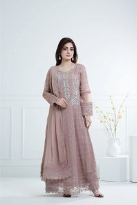 Chiffon Hand-Worked Long Frock - Thumbnail 7