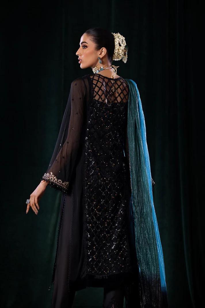 Pure Crinkle Chiffon Embroidered Suit with Silk Dupatta - Image 7
