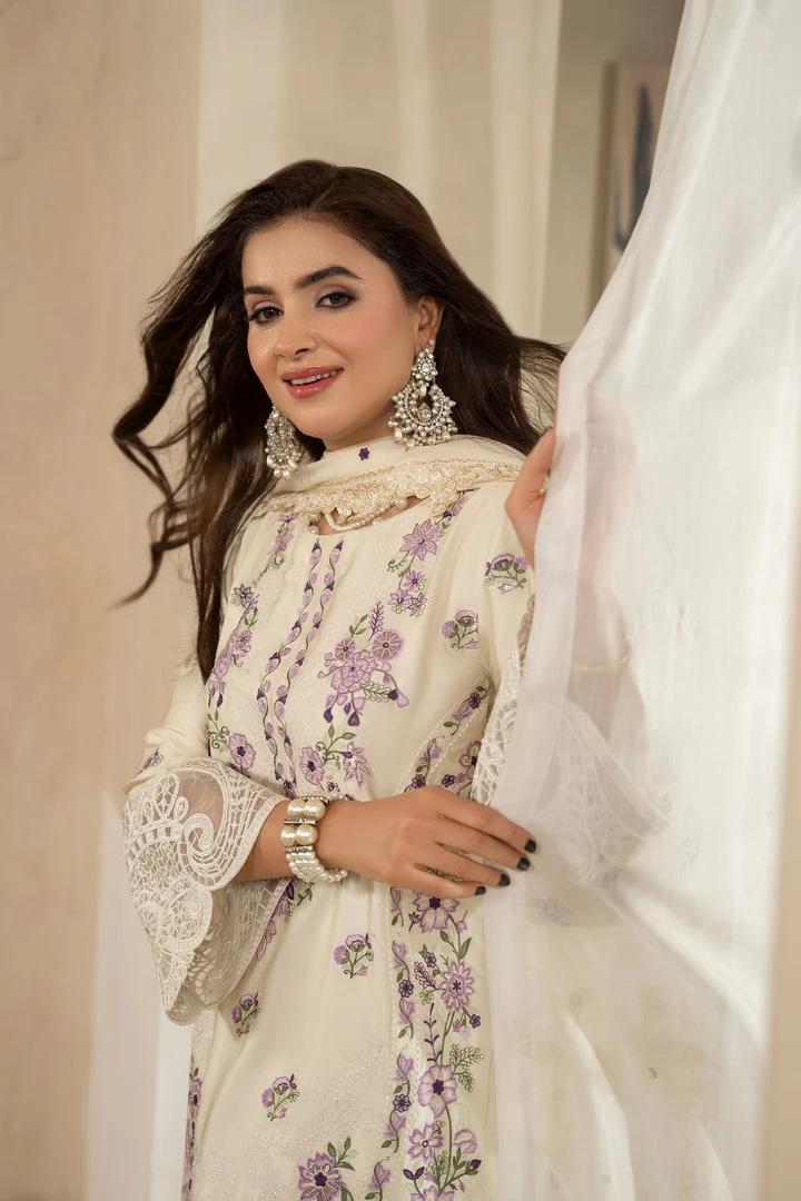 Multi Thread Embroidered Silk Suit - Image 3