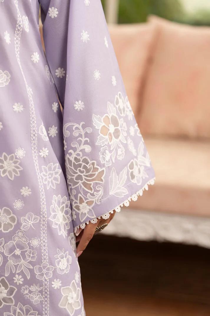 Organza Cutwork 3D Flower Suit & Chiffon Dupatta - Image 14