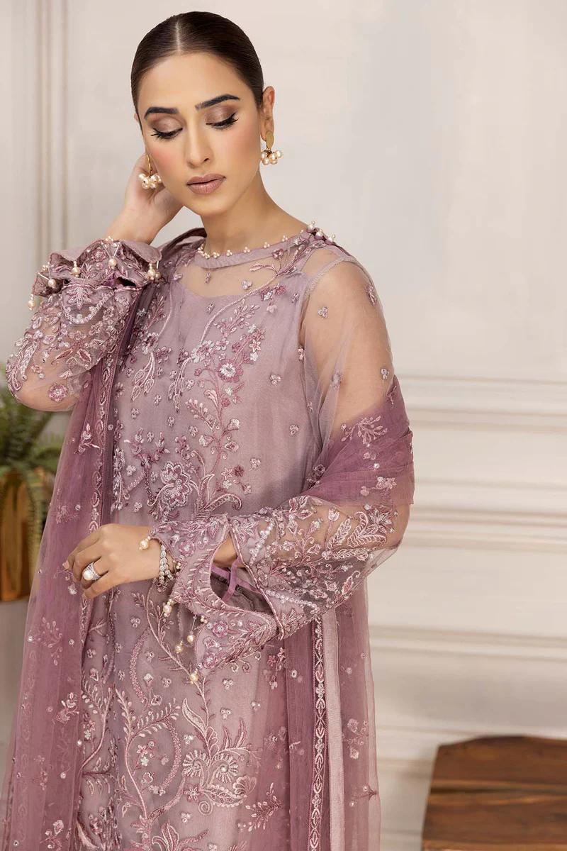 Embroidered Net Suit with Silk Trouser - Image 3
