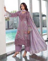 Embroidered Dhanak 3 Piece Suit - Thumbnail 4