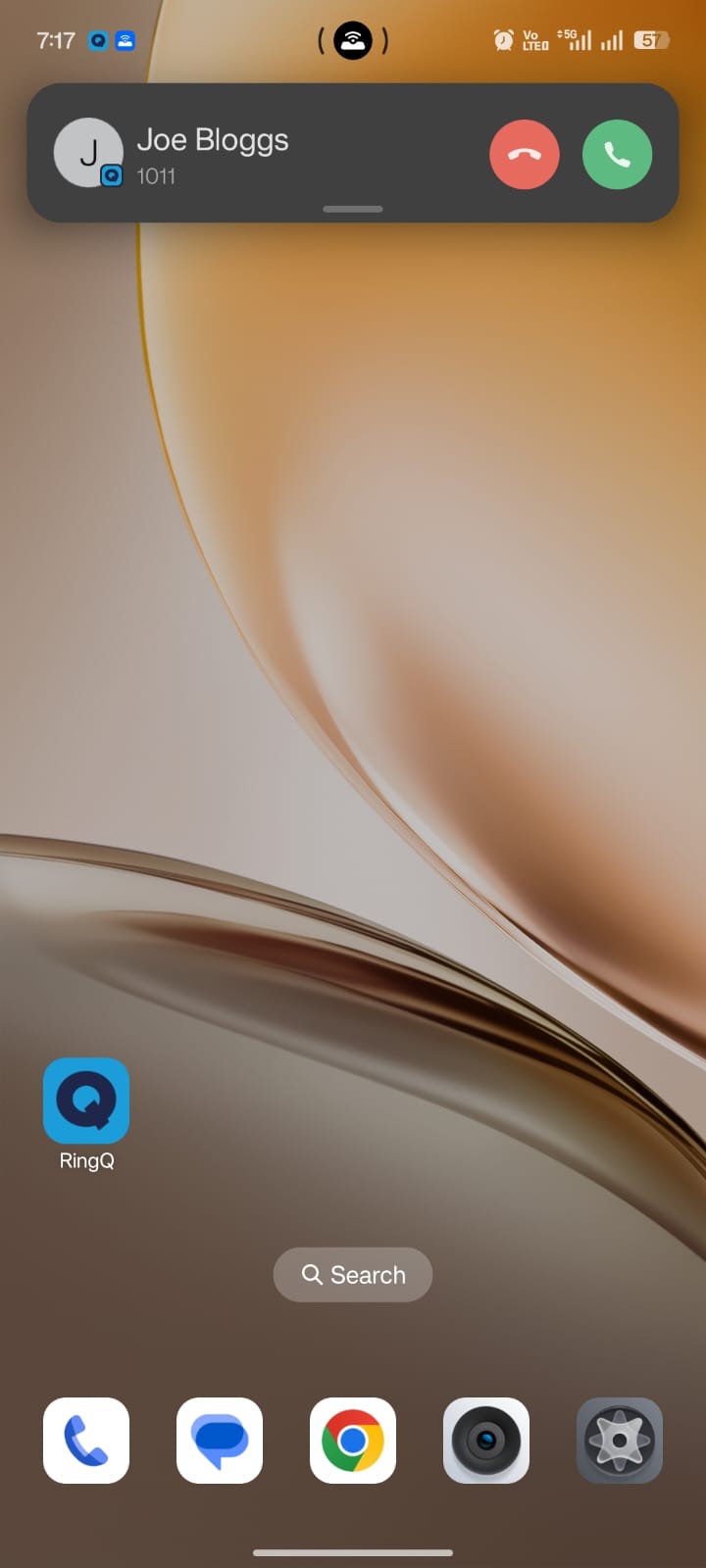 Incoming RingQ call notification on Android