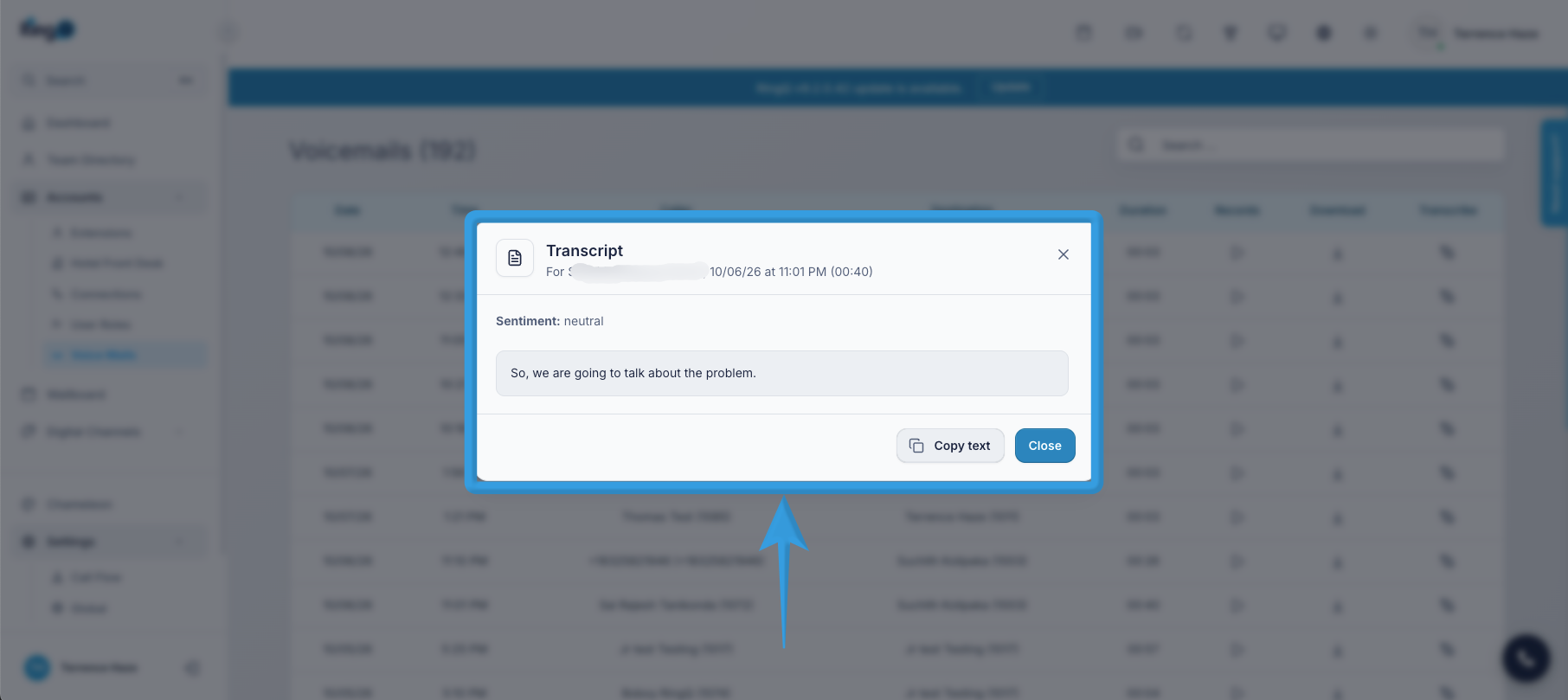 Testing the AI Transcription: View the transcription