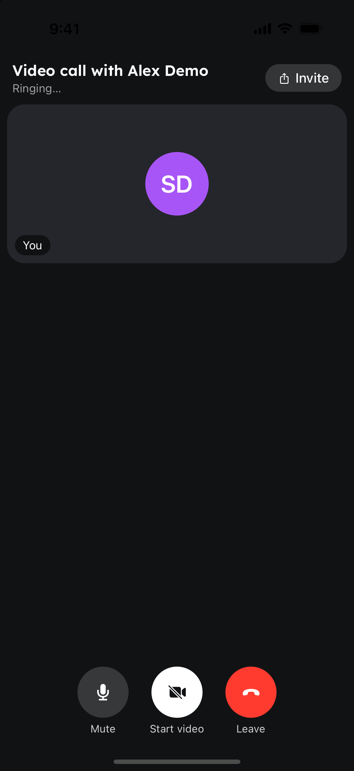 Outgoing RingQ video call ringing a colleague