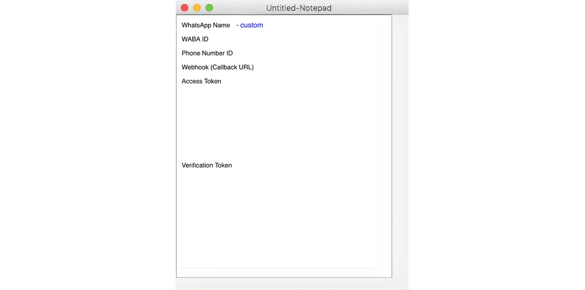 Add your WhatsApp details into a notepad for easy RingQ integration