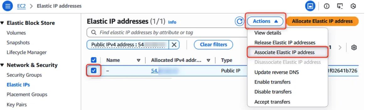 Allocate IP Address for RingQ in AWS