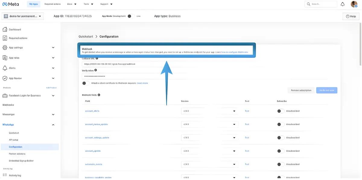 Webhook WhatsApp integration