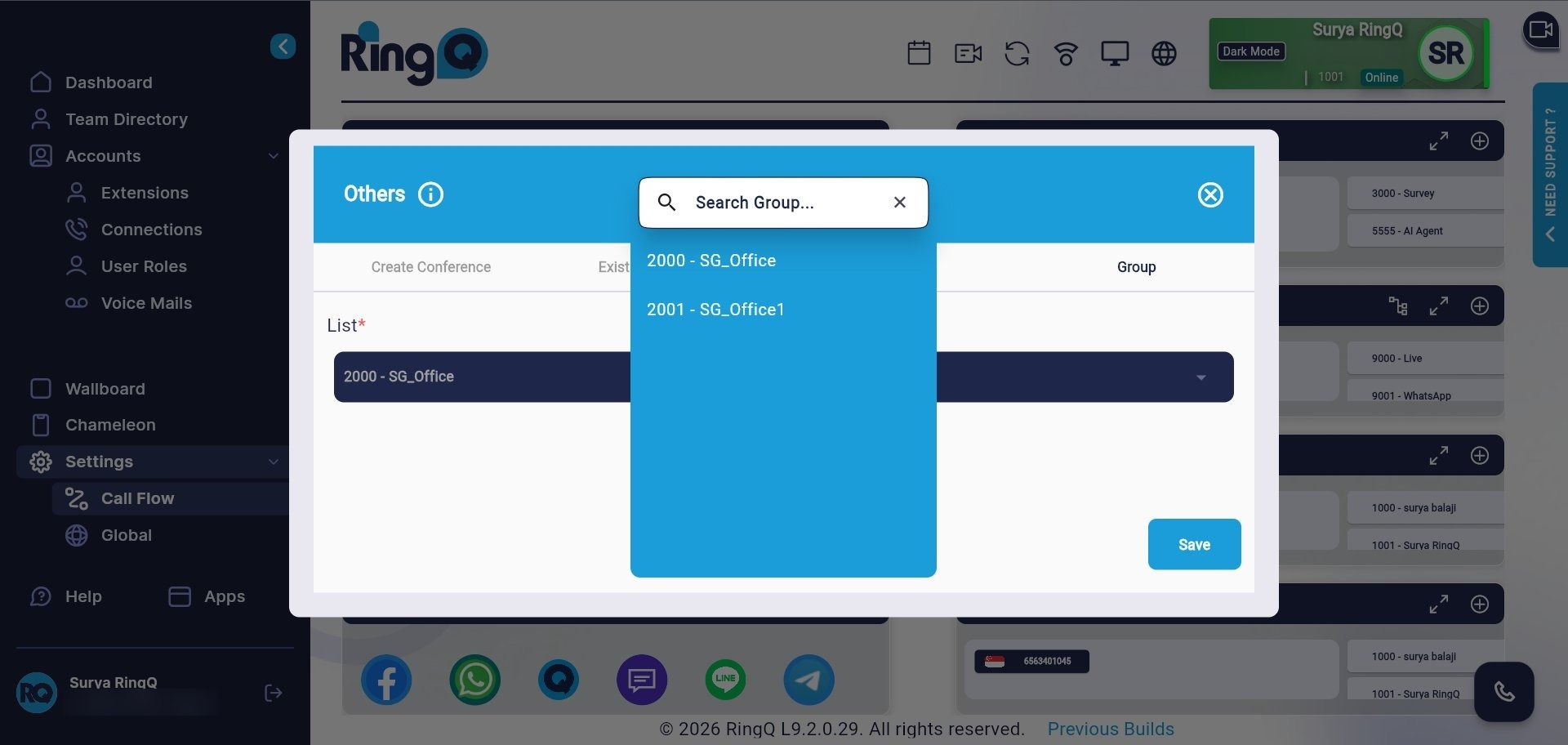 Choose the paging group and save