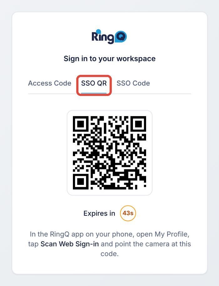 Web login page, SSO QR tab