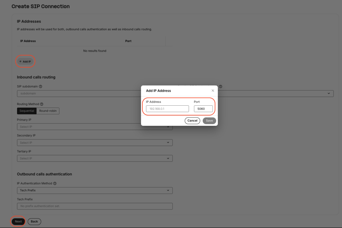 Add the RingQ public IP Address