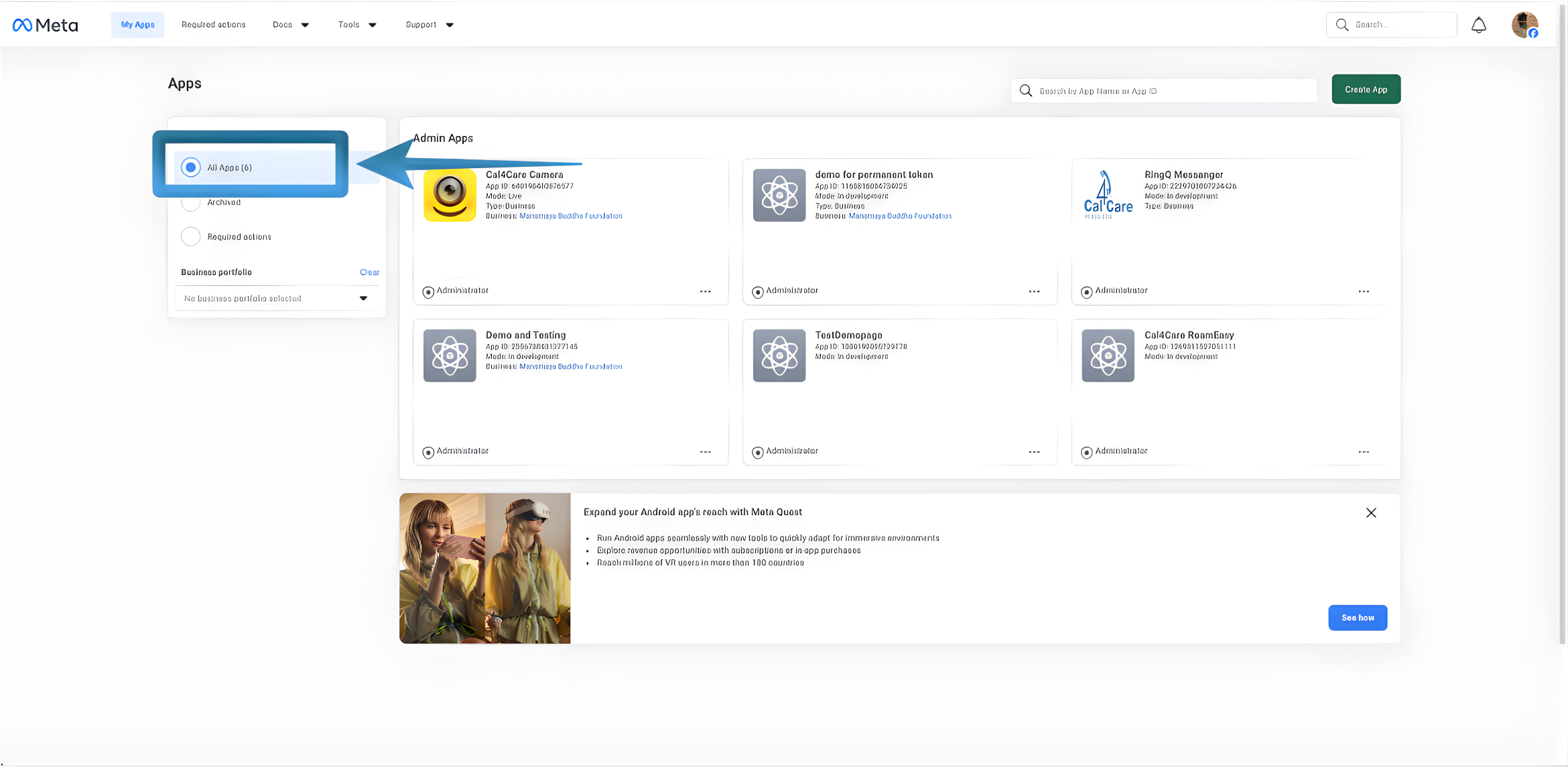 Login to your Meta dashboard