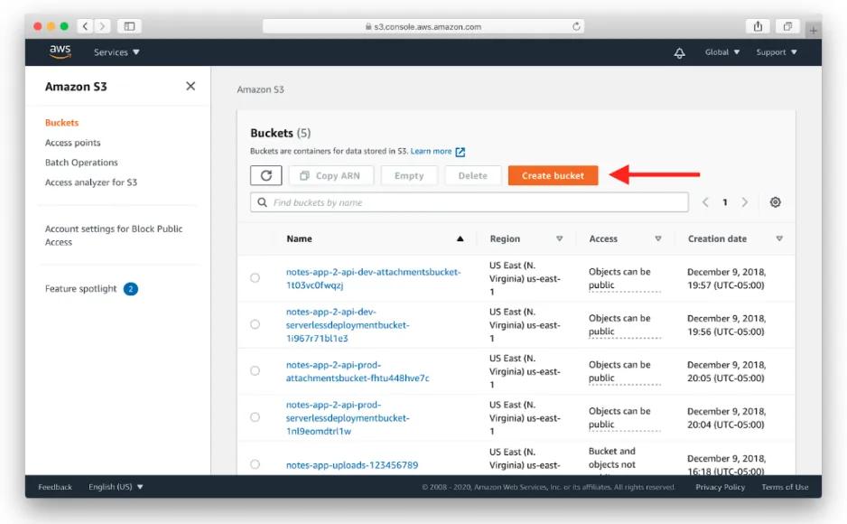 Create AWS S3 Bucket