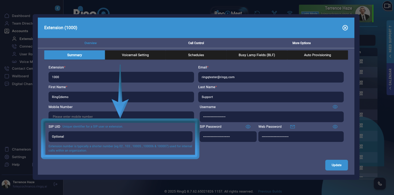 SIP UID UI in RingQ