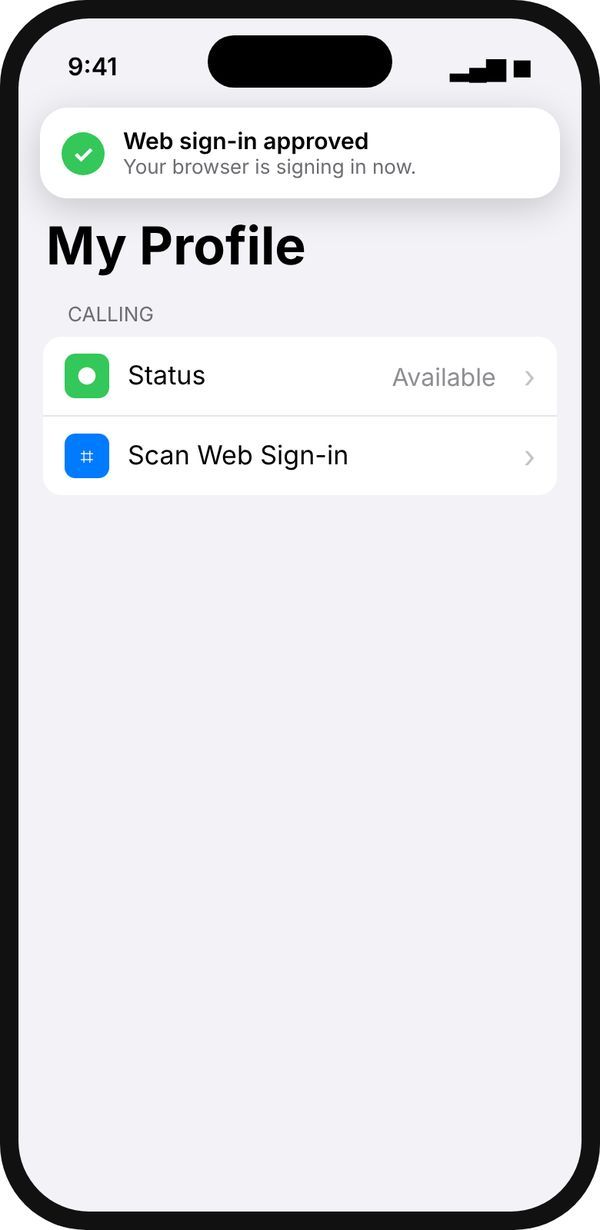 Web sign-in approved