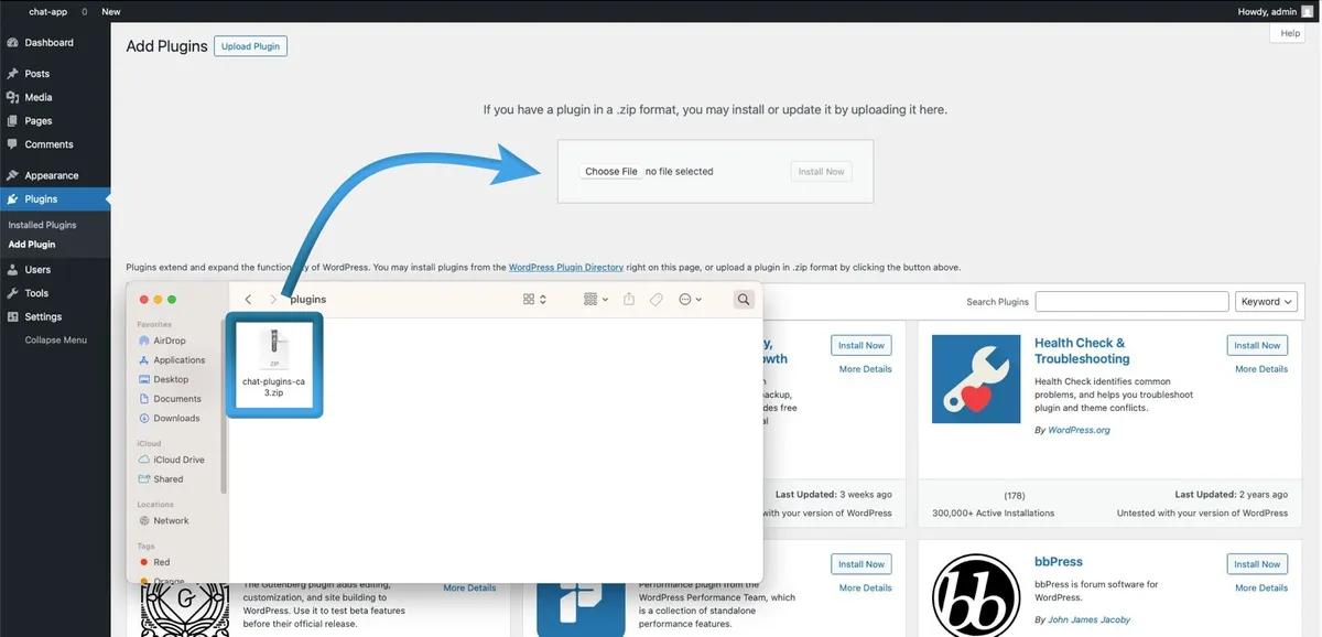 Upload the file 