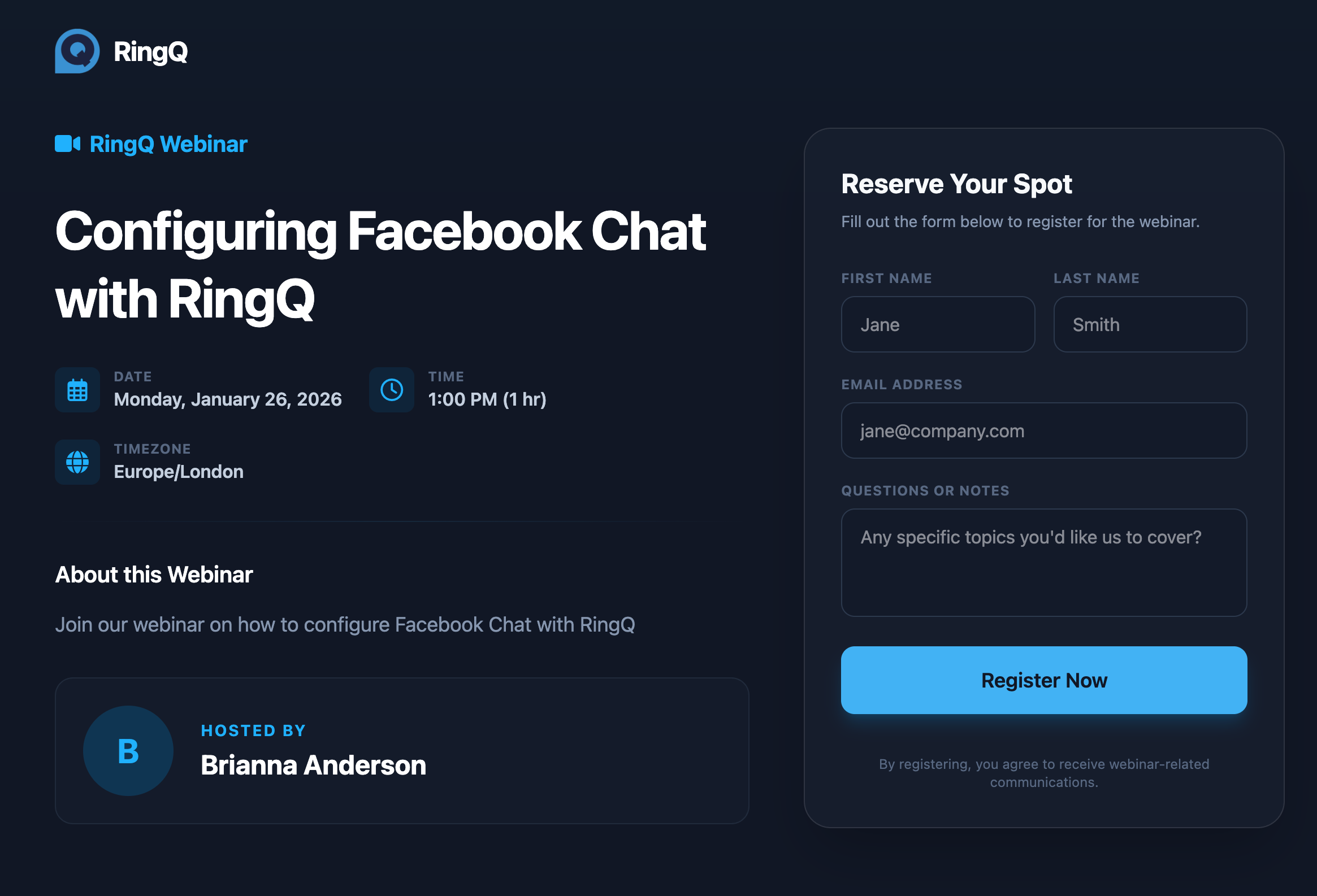 Webinar registration form