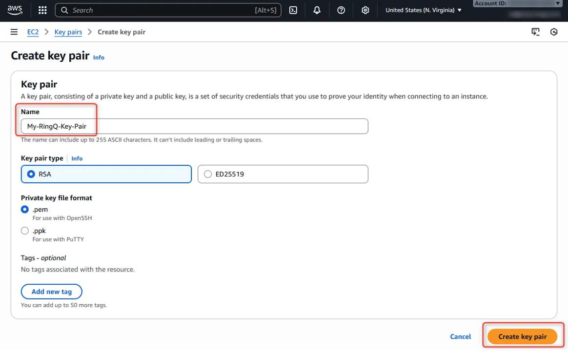 AWS create key pair
