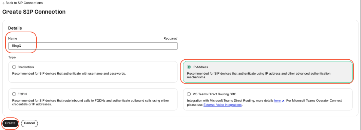 Telnyx IP based configuration