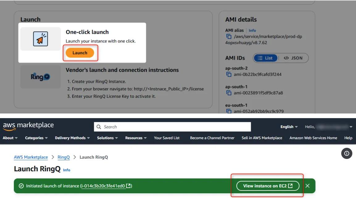 Launch RingQ in AWS