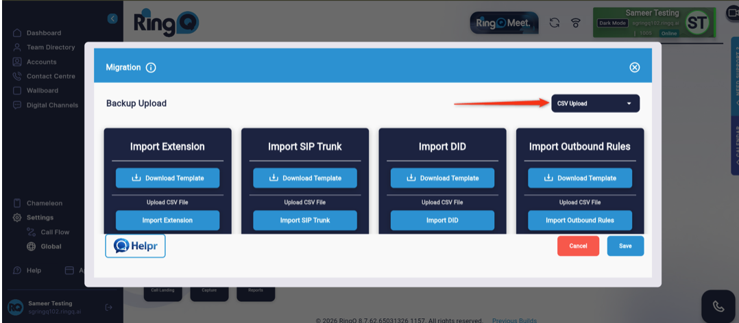 Upload CSV