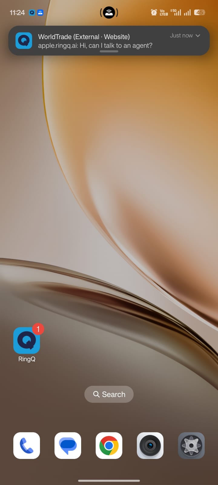 Customer chat notification from WhatsApp on Android