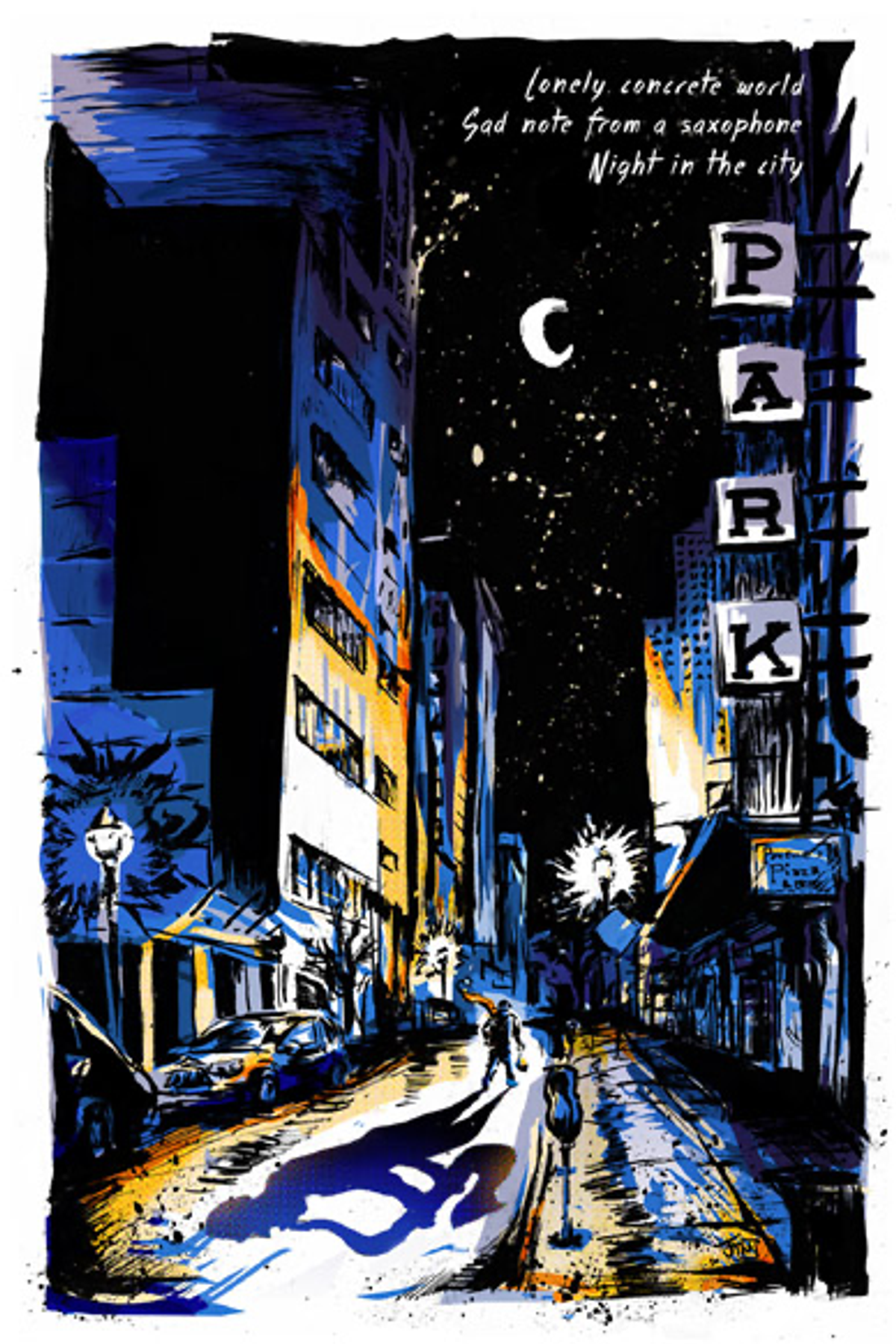 Nighttime Saxophonist Postcard