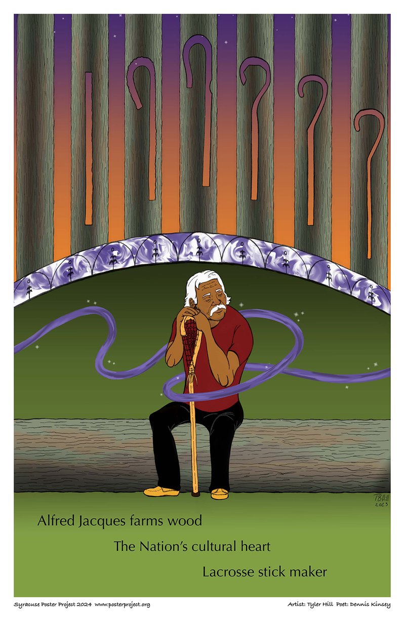 Illustration of lacrosse stick craftsman Alf Jacques