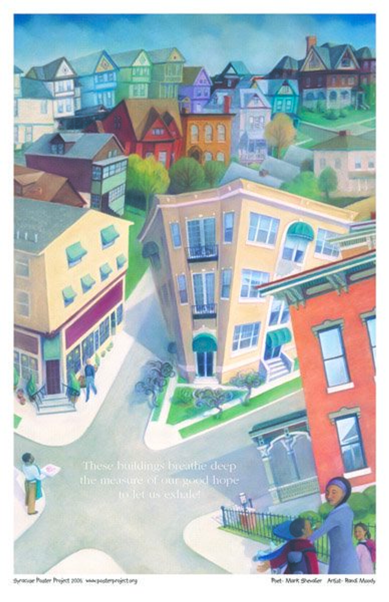 Colorful houses in a city neighborhood