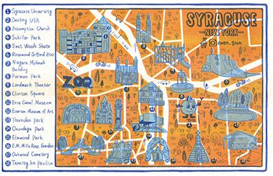 Map of Syracuse Landmarks Poster