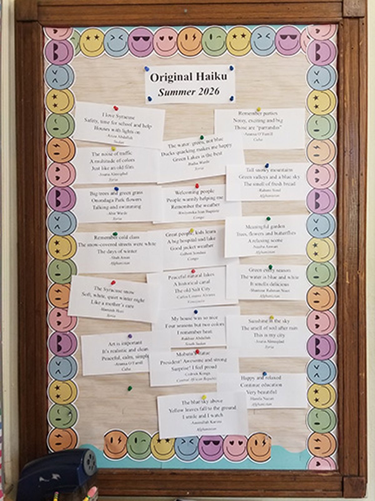 Heather Ruiz Cork Board with poetry