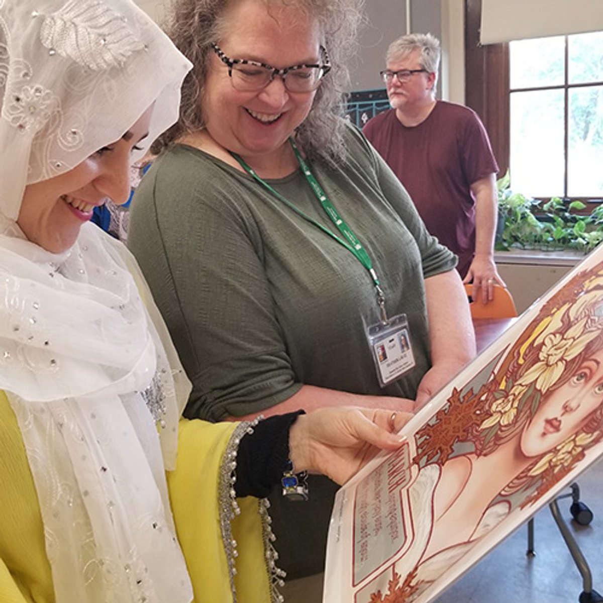 Student Nasiba Anwari, Instructor Heather Ruiz and Presenter Scott Herrmann