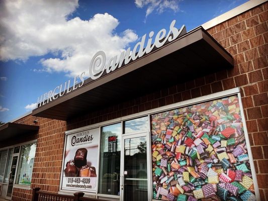 Store front of Hercules Candies in East Syracuse