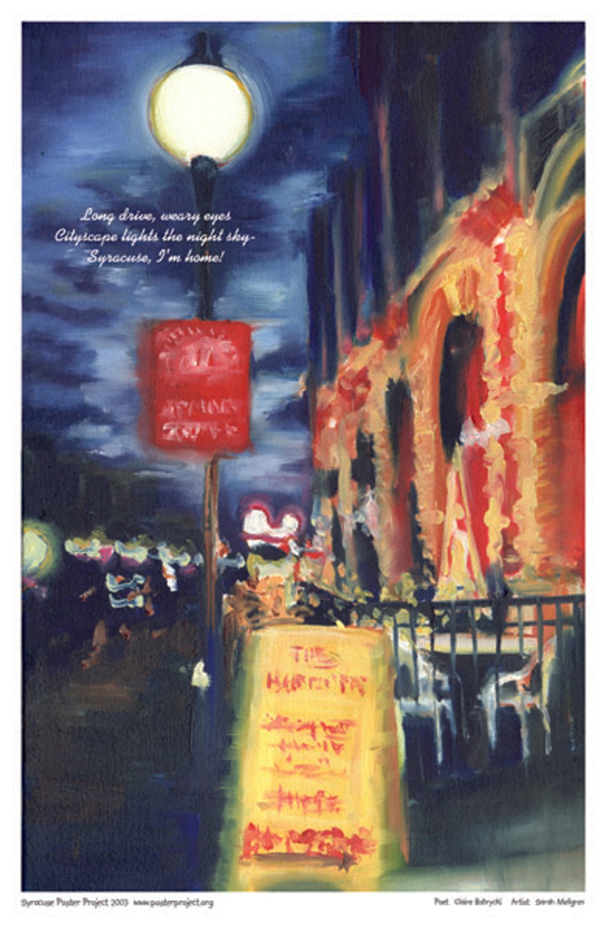 Long drive, weary eyes—
Cityscape lights the night sky
Syracuse, I'm home! Long Drive, Weary Eyes