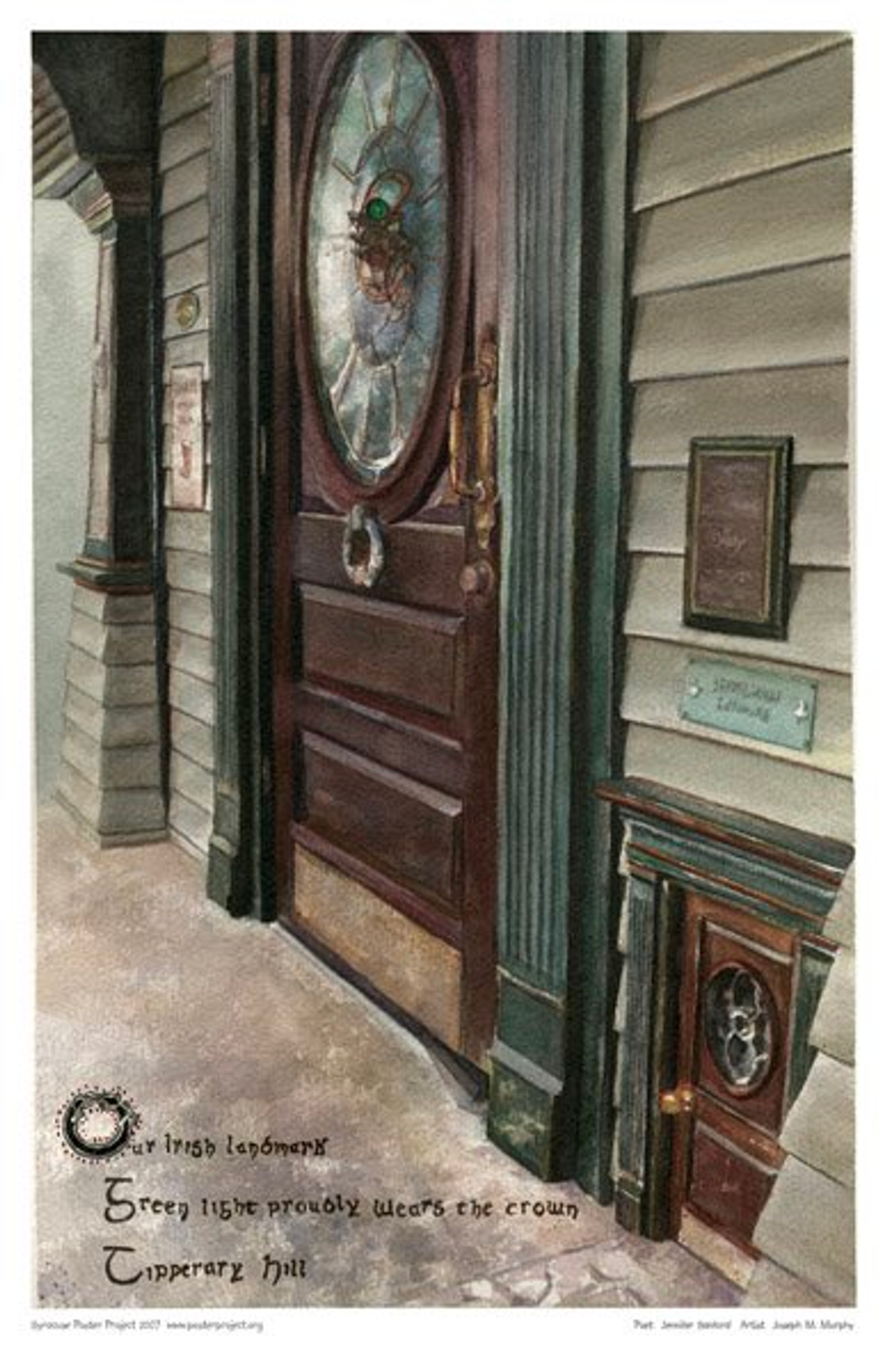 A door to a pub with a much shorter Leprechaun-sized door next to it