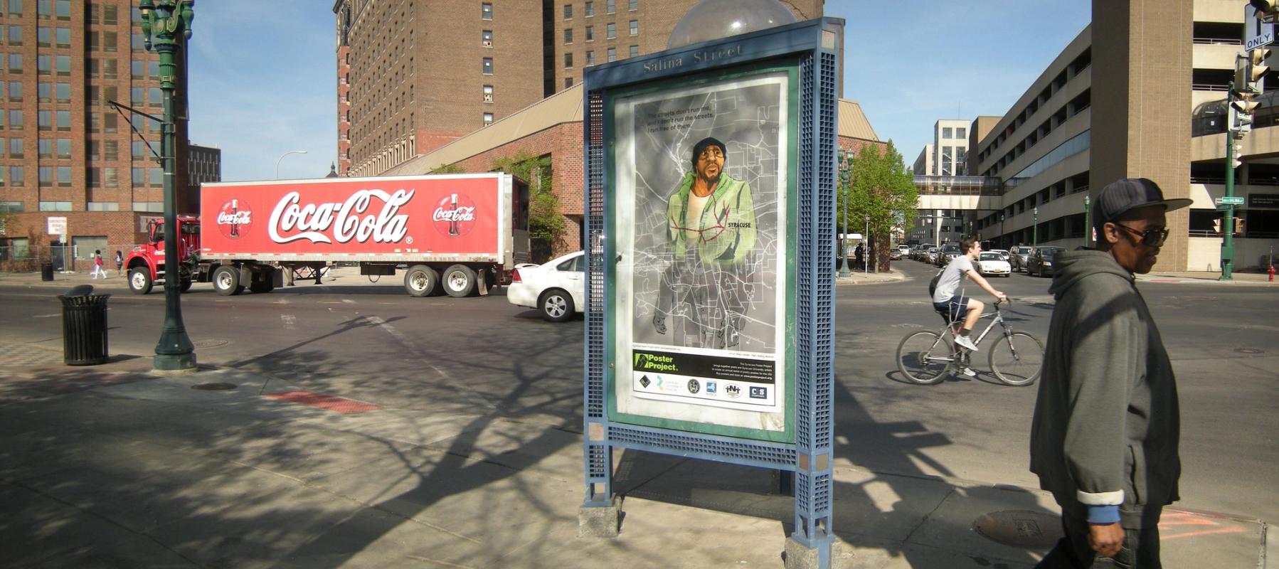 Poster Kiosk at Salina and Onondaga streets, Syracuse, 2015