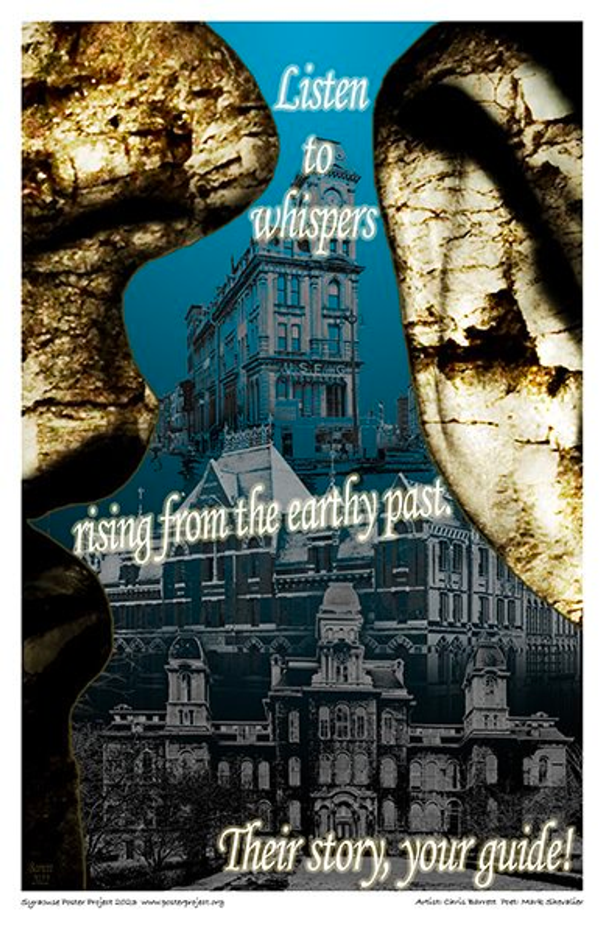 Listen to whispers
rising from the earthy past.
Their story, your guide! Images of Syracuse-area buildings made from stone quarried from Onondaga Limestone formation
