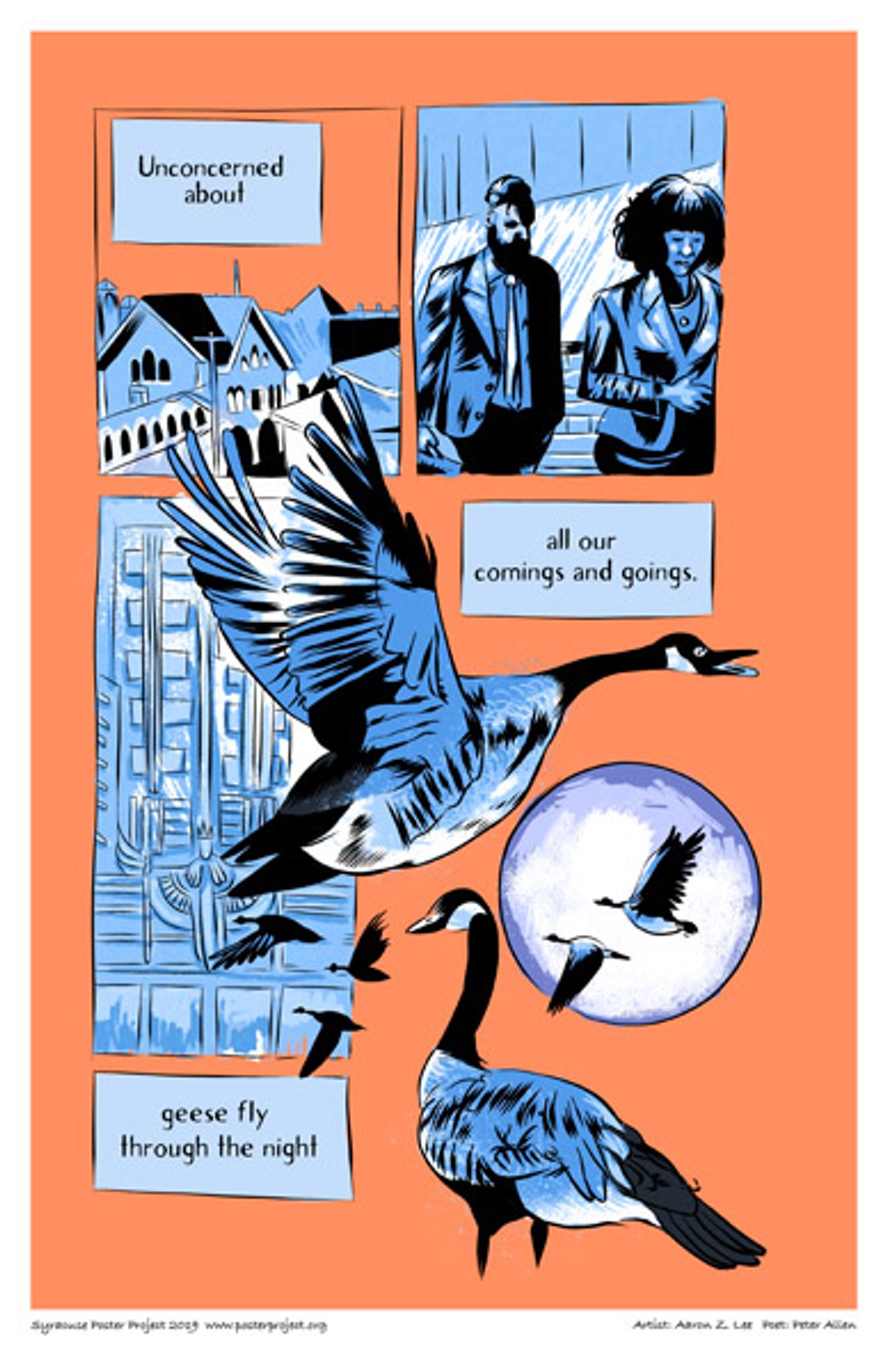 Unconcerned about
all our comings and goings,
geese fly through the night Unconcerned About