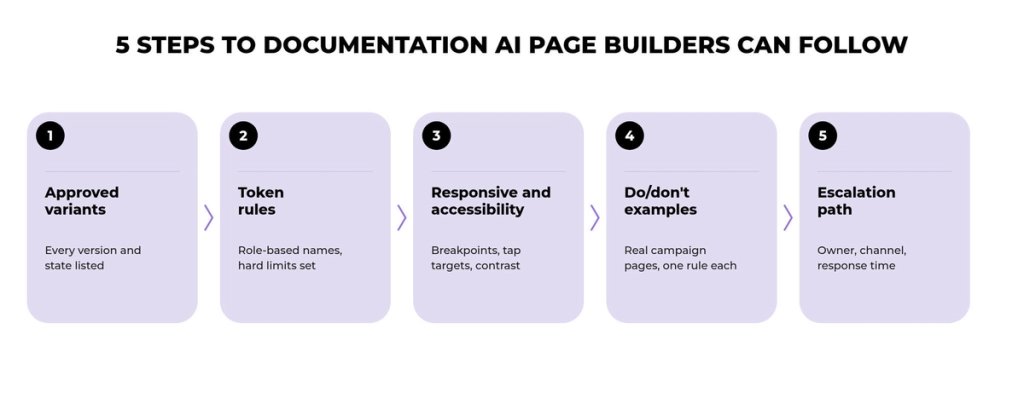 Five steps to documentation AI page builders can follow.