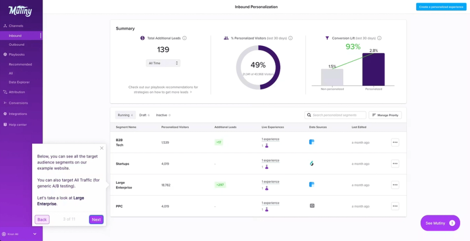 Mutiny: Website Personalization for B2B Pipeline Conversion | Interface