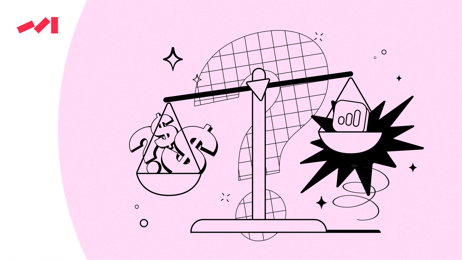 The image features an illustration of two scales with different weights on each side. The scale on the left is heavier than the one on the right, creating a visual representation of comparison between the two objects. The scene also includes a bird and a house in the background, adding to the overall composition of the artwork.