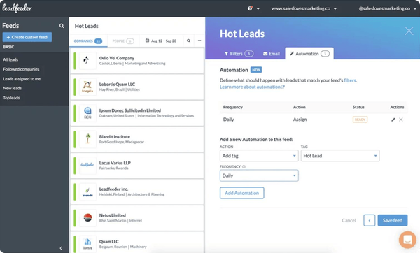 Leadfeeder Interface