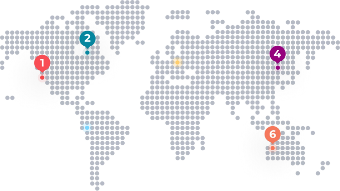 Darwin - Dotted global map with pins