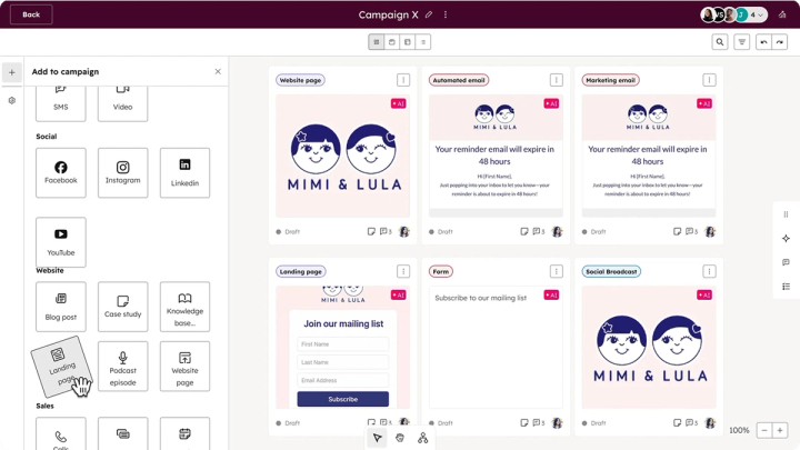 HubSpot Marketing Hub Interface