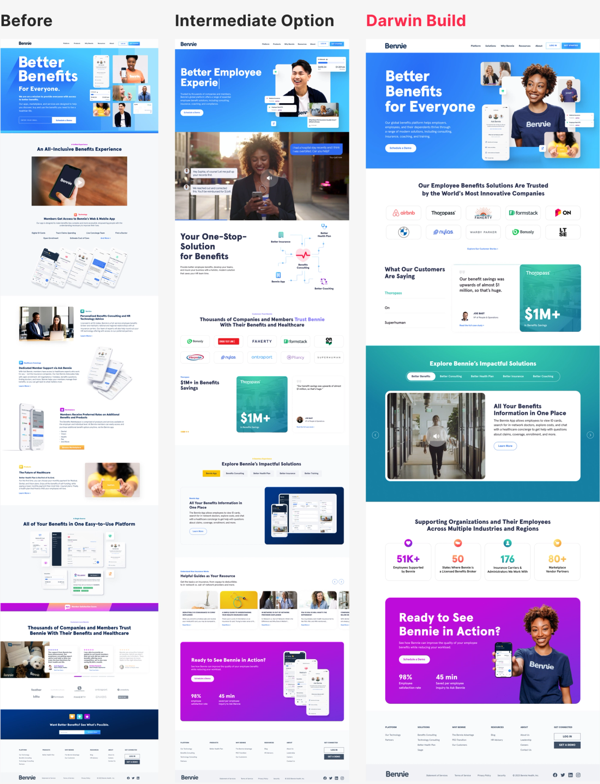 The image displays three different versions of a website page with various layouts and designs. The first version is on the left side of the image, while the second version is positioned at the top right corner. The third version is located in the middle of the image. Each layout has its own unique features and design elements that make them distinct from one another. This comparison allows users to evaluate each design option and decide which one best suits their needs or preferences.