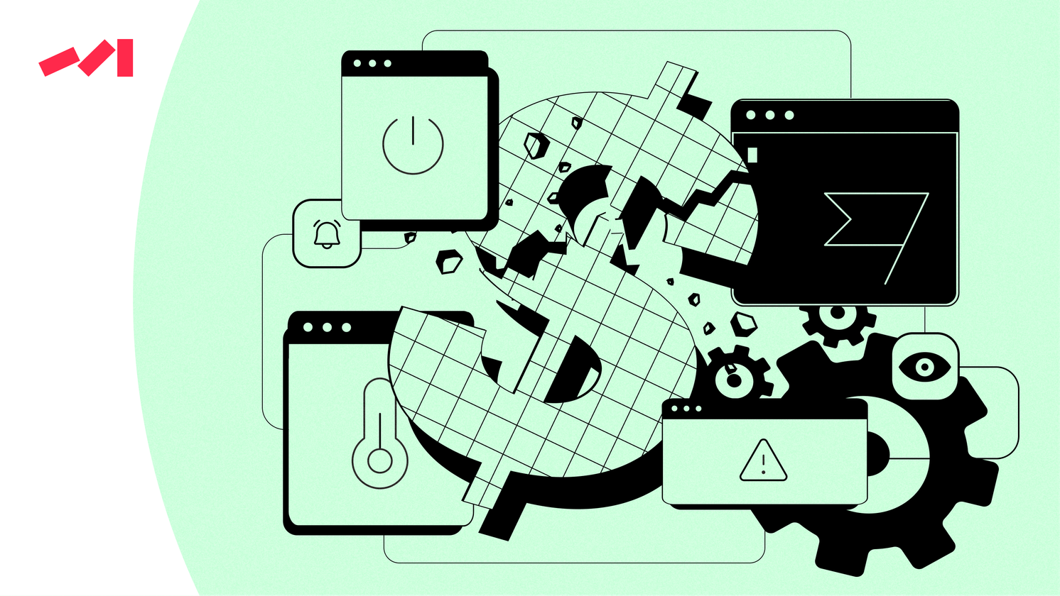 The image features an abstract graphic design with various elements such as a dollar sign and a computer screen. The design is predominantly black and white, giving it a minimalist appearance. There are two computer screens within the composition, one larger in size and another smaller. These screens appear to be connected or overlapping each other, creating a sense of depth and complexity.

The overall layout of the graphic design suggests that it could represent a complex system or network related to technology or finance. The use of black and white colors adds a timeless quality to the piece, making it visually appealing and easy to understand.